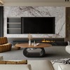 "47.2"" Wood Oval Brown Modern Coffee Table With Black Stainless Steel For Living Room " - 4 of 4