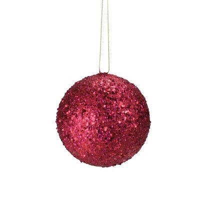 Vickerman 4.75" Holographic Glittered Christmas Ball Ornament - Red