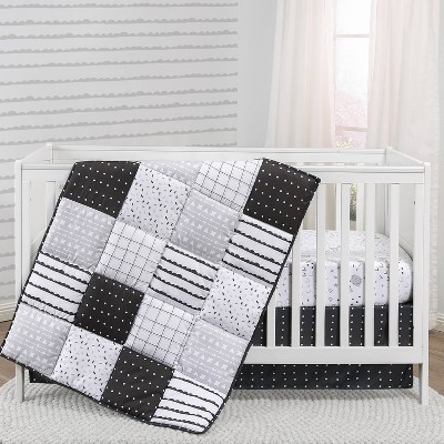 The Peanutshell Preston Baby Crib Bedding Set - Black/White - 3pc