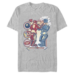 Mens Mattel Blue Bomber and Red Rocker Robots Game On T Shirt - 1 of 3