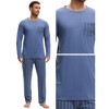 INSPIRE CHIC Men's 2 Pieces Long Sleeve Crew Neck Casual Stripes Pattern Pajamas Set - 4 of 4