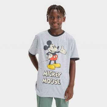 Boys' Disney Mickey Mouse & Friends Ringer Short Sleeve Graphic T-Shirt - Heather Gray