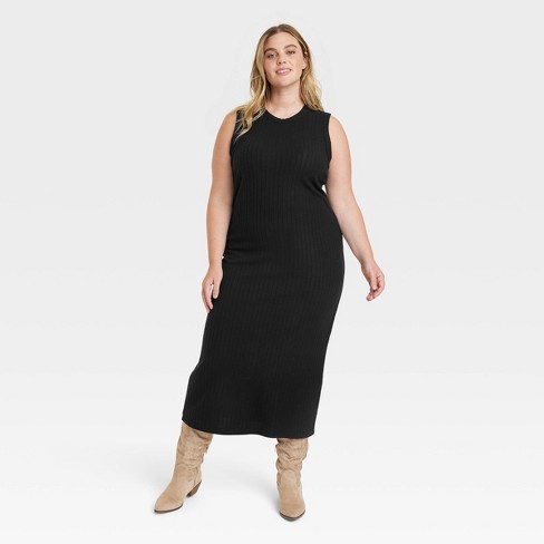 Women's Ribbed T-Shirt Dress - Universal Thread™ Black M