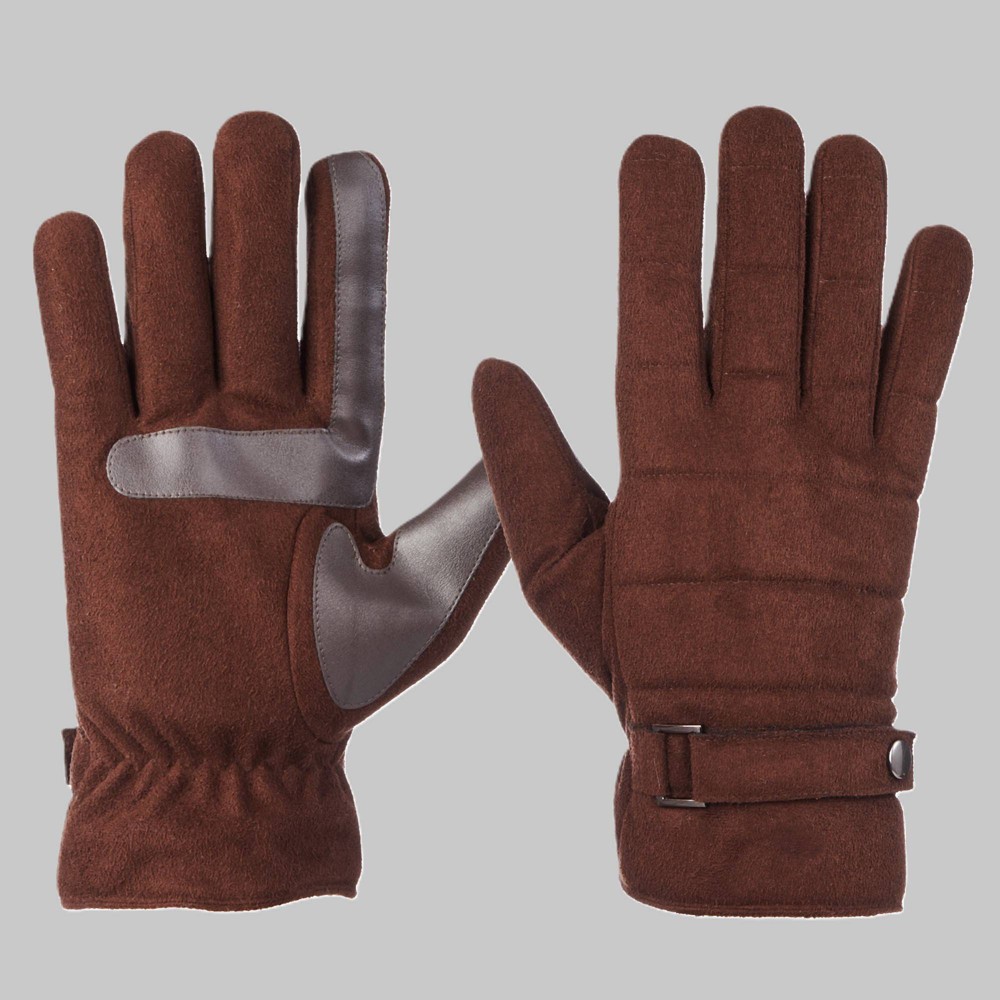 Isotoner Men's Quilted Microsuede Gloves - Brown M