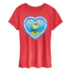 Women's - Spongebob Squarepants - Heart Porthole Window-Womens Women's Short Sleeve Graphic T-Shirt Short Sleeve Graphic T-Shirt - 1 of 4
