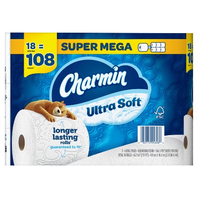 Charmin Ultra Soft Toilet Paper - 18 Super Mega Rolls : Target