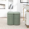 SEYNAR Modern Glam Teddy Velvet Flower Shape Storage Ottoman - 3 of 4