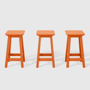 WestinTrends Malibu 24" All Weather Hdpe Outdoor Patio Square Backless Counter Stool (Set of 3) - 1 of 4