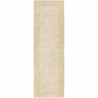 Hauteloom Bordered Solid Beige Wool Rug