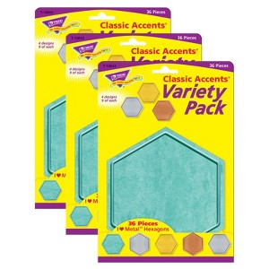 TREND I ♥ Metal™ Hexagons Classic Accents® Variety Pack, 36 Per Pack, 3 Packs - 1 of 3