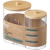 J&V TEXTILES Three Sets of Glass Qtip Holder Dispenser with Bamboo Lid - Apothecary Jars - Cotton Balls Pads Swabs Holder Jar - Bathroom Vanity - 2 of 4