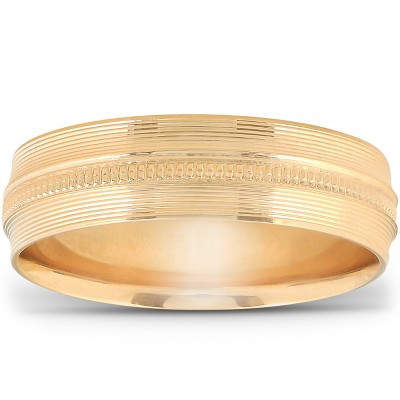 Pompeii3 Mens Hand Carved Polished Wedding Band Available in White Yellow or Rose Gold