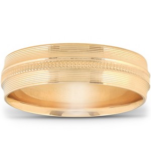 Pompeii3 Mens Hand Carved Polished Wedding Band Available in White Yellow or Rose Gold - 1 of 4