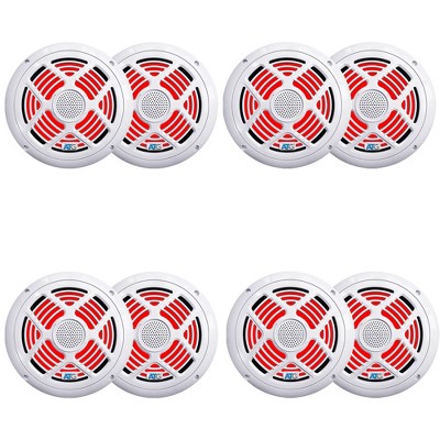 8 Inch White RGB LED Marine Speakers (4) Pair ATG8MRGB-W