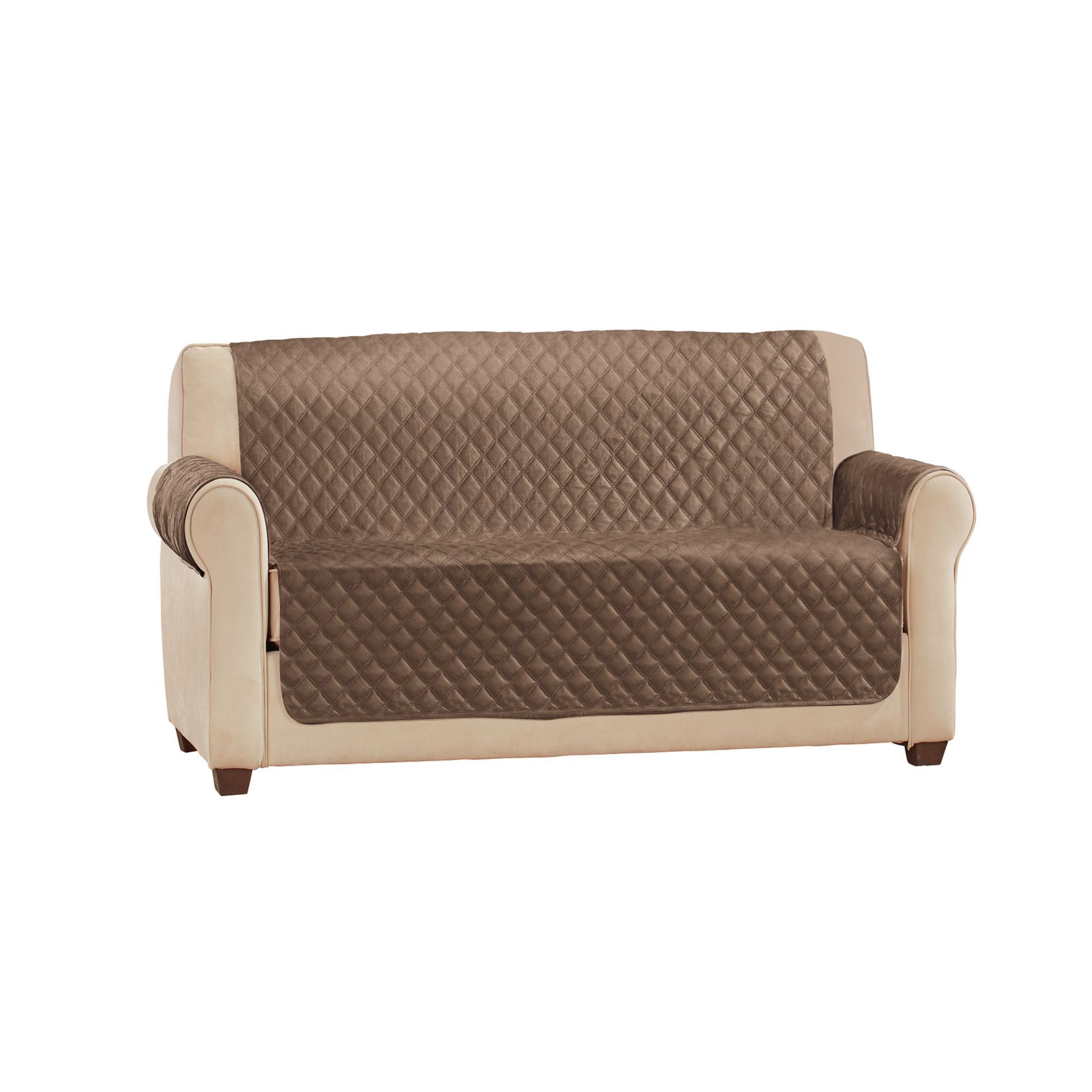 Collections Etc Soft Velvet Waterproof Quilted Furniture Cover Loveseat Chocolate