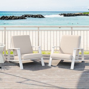 Adirondack Acacia Wood Outdoor Club Chair with Cushions, Modern Lounge Chair for Patio or Backyard-3irtyhousy - 1 of 4