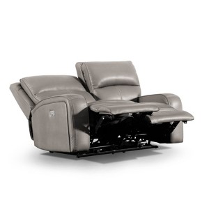 HOMES: Inside + Out Songpeace Transitional Leatherette Power Reclining Loveseat with Adjustable Footrest and Headrest - 1 of 4