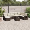 vidaXL 9 Piece Patio Sofa Set with Cushions Brown Poly Rattan - Brown and Cream Without Table - 2 of 4