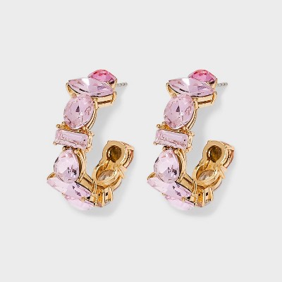 Small Glass Hoop Earrings - A New Day™ Gold/pink : Target