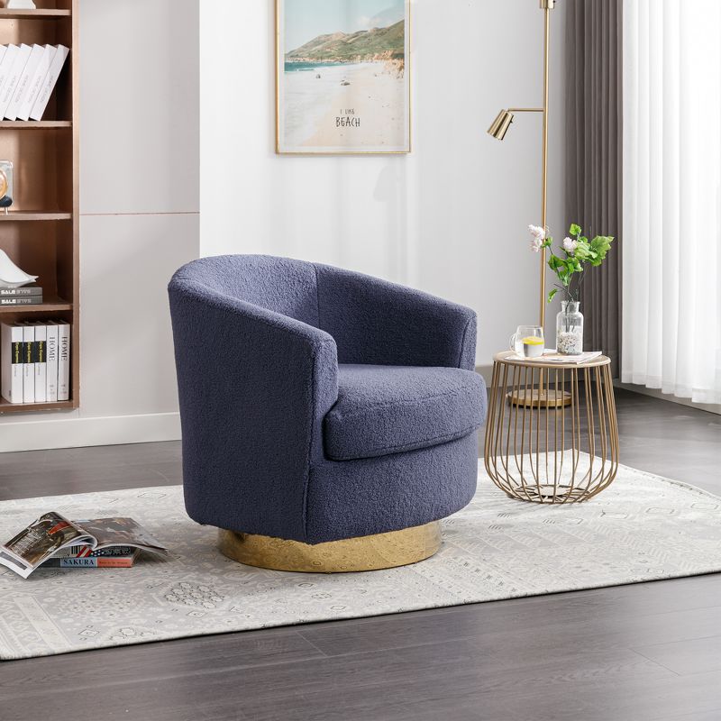30.7" Modern Comfortable 360 Degree Swivel Accent Bucket Chair with Gold Stainless Steel Base - ModernLuxe, 1 of 13