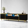 70.9" TV Stand with LED Lights, 2 Drawers, 2 Cabinets & Open Shelves, Golden Trim & Metal Legs, Entertainment Console for TVs up to 75" - 3 of 4