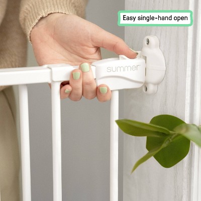 White Metal Swinging Stairway Baby Gate, 28-42 Inches