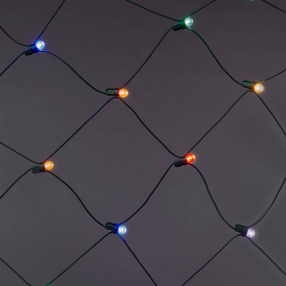 100ct LED Super Bright Smooth Sphere Christmas Net Lights Multicolor with Green Wire - Wondershop™