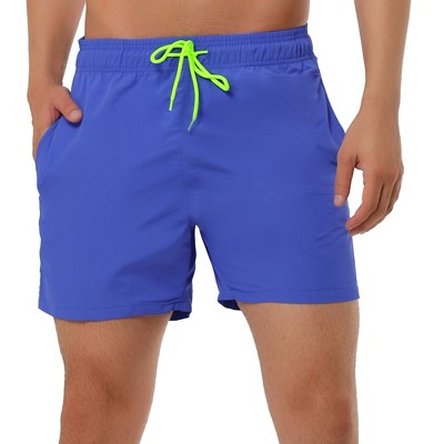 Lars Amadeus Men's Summer Beach Solid Color Mesh Lining Drawstring Waist  Swim Shorts 36 Blue