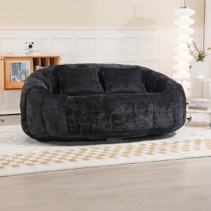 LOVMOR Modern Bean Bag Sofa with 2 Pillows, Oversized Chenille Bean Bag Lazy Sofa, High Back Floor Sofa Lounge Chair, for Gaming Reading Relaxing - 1 of 4