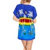 LA LEELA Women's Beachwear Summer Swim Beach Dress Cover Ups for Swimwear Women Loose Swing Swimsuit Coverups for Women Tops XL-XXL Blue, Tree - 2 of 4