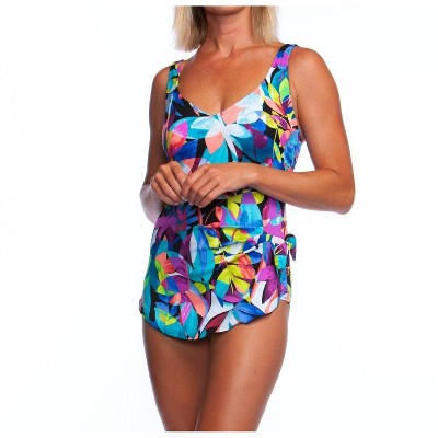 Women's Wide Strap Tie Side Sarong One Piece Swimsuit - Maxine of Hollywood