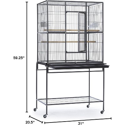 Black Wrought Iron Multi-Level Bird Cage with Stand