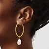 Chisel Stainless Steel Yellow IP-plated White Baroque Freshwater Cultured Pearl Dangle Hoop Earrings - 4 of 4