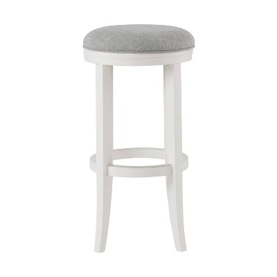 Natick 30" White Rubberwood Backless Bar Stools, Set of 2
