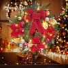 24" Lighted Christmas Wreath for Front Door, Artificial Xmas Wreath with Red Berries, Flowers, Decorative Balls, for Indoor Outdoor Decoration - 4 of 4