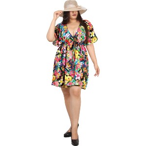 HAPPY BAY Women's Summer Short Fall Loose Vacation Mini Swim Dress Swimsuit Cover ups Tops X-Large-XX-Large Multicolored, Floral - 1 of 4