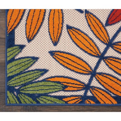 Aloha Bright Checkered Border Multicolor Indoor/Outdoor Rug