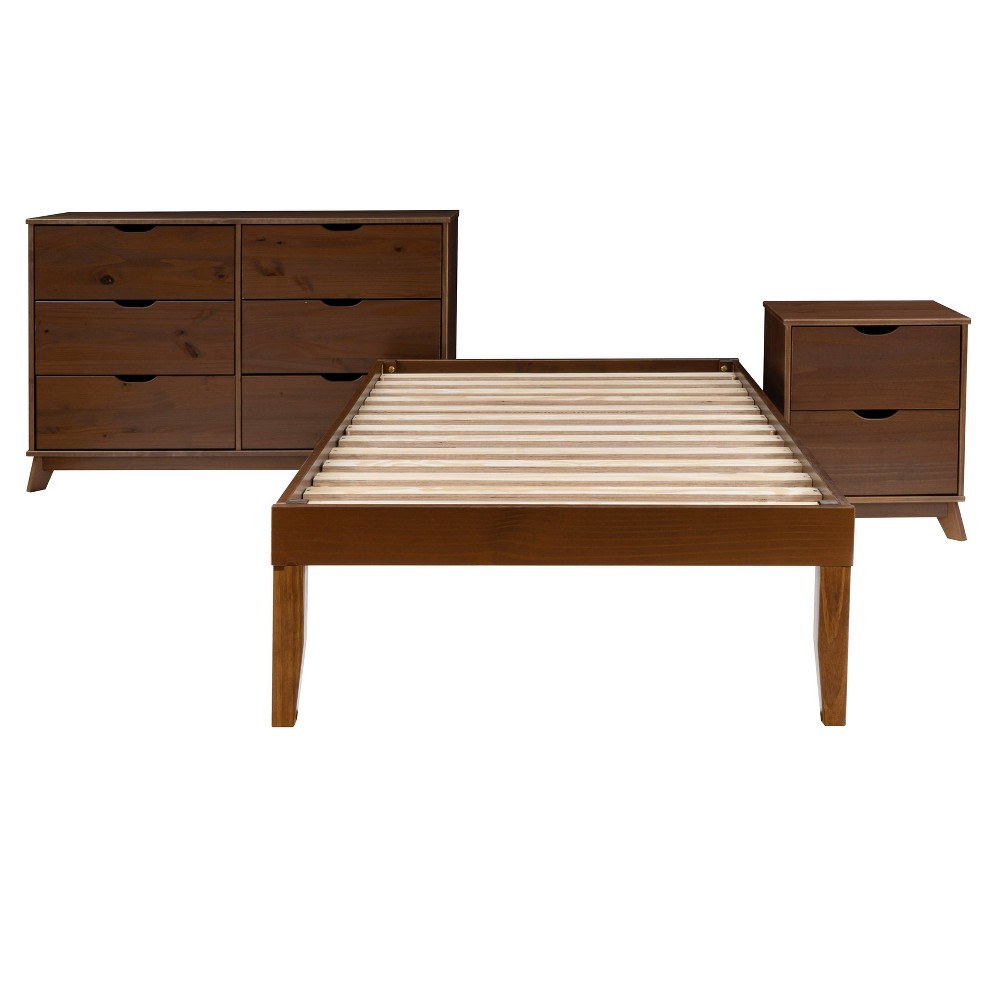 Powell Pensy Twin Platform Bed Dresser and Nightstand Walnut