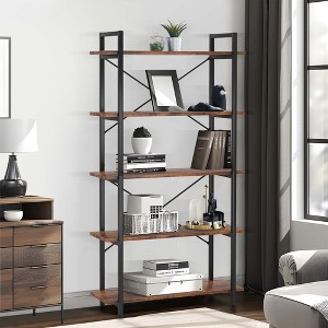 Kumasinova Modern 5 Tier Bookshelf,Display Storage Bookcase Floor Standing,Storage Bookcase for Living Room,Bedroom,Office,Brown - 1 of 4