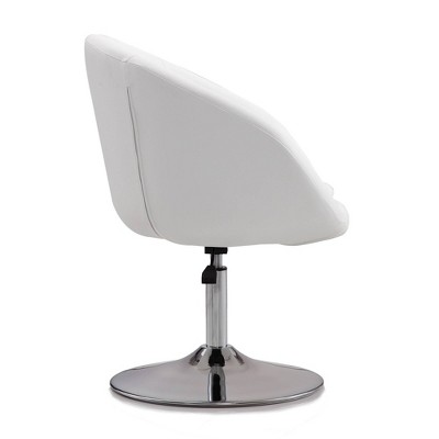 White Faux Leather Swivel Accent Chairs with Chrome Base, Set of 2