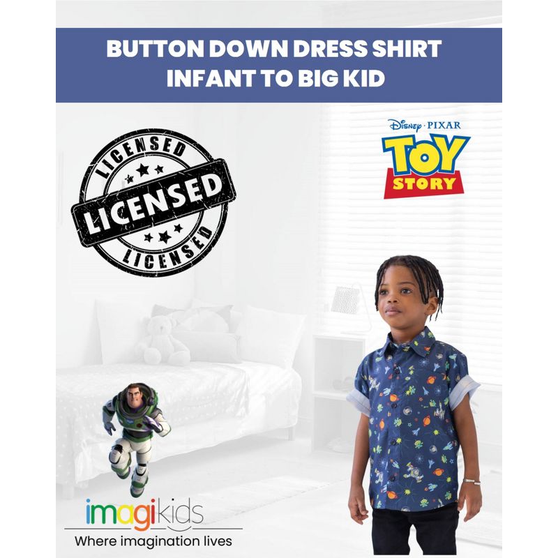 Disney Toy Story Mickey Mouse Cars Nightmare Before Christmas Button Down Shirt Toddler to Big Kid, 4 of 9