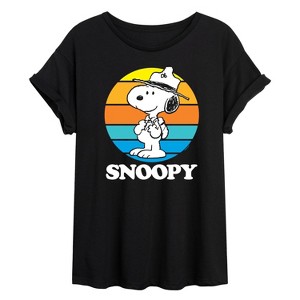 Women's - Peanuts - Snoopy Beagle Scout Sunset Oversized Graphic T-Shirt - 1 of 4