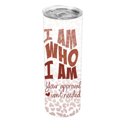 Elanze Designs I Am Who I Am Your Approval Isn't Needed Leopard Print 20 ounce Stainless Steel Travel Tumbler with Lid For Your On The Go Beverages