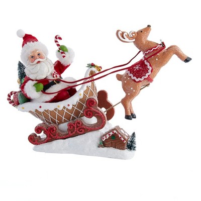 Kurt Adler 9.75-Inch Fabriché Santa In Gingerbread Sleigh With Reindeer