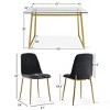 5-Piece Modern Dining Set with Glass Table and 4 Upholstered Dining Chairs, Gold Metal Legs, Perfect for Kitchen or Small Spaces-Maison Boucle - 3 of 4