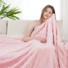 Aoibox Pink Fleece Throw Blanket with 3D Checkered Design, Ultra Soft & Lightweight, Cozy Decorative Blanket for Couch, Sofa, Chair, and Bed - 2 of 4