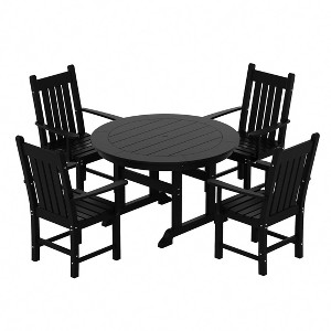 WestinTrends 5 Piece Outdoor Patio Dining Set Outdoor Round Table and Armchair Set - 1 of 2