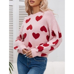 Women's V-Neck Cold Shoulder Sweater Soft Knit Winter Top Cozy Spliced Design Skin Friendly Fall Fashion - 1 of 4