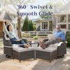Belord 5 Piece Patio Furniture Set with Swivel Chairs and Ottomans, High Back Deep Seat Cushioned Wicker Swivel Patio Chairs Set of 2 with Ottoman - 2 of 4