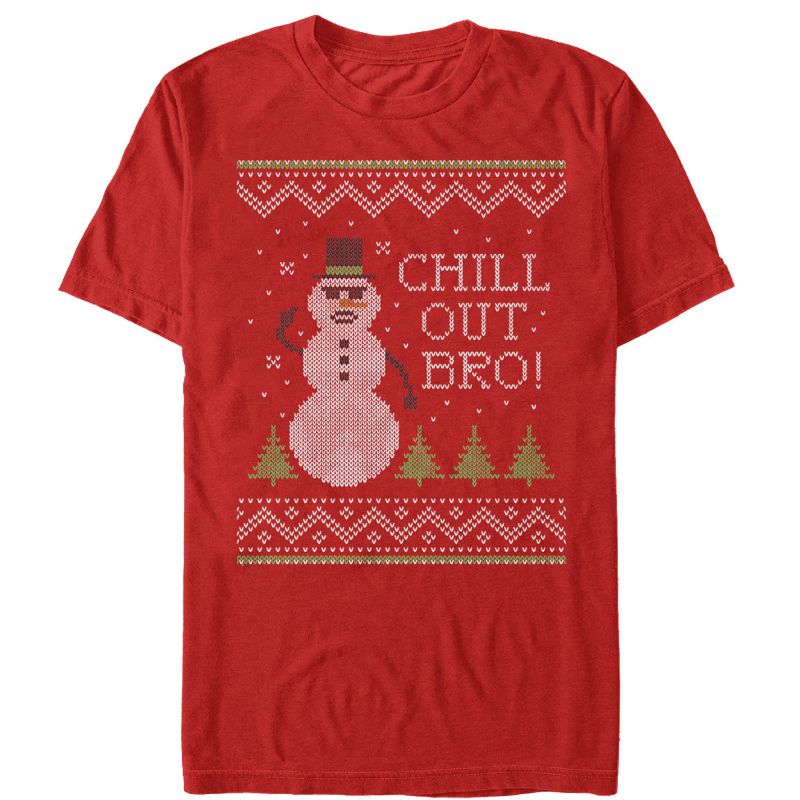 Men's Lost Gods Ugly Christmas Chill Out Snowman T-Shirt, 1 of 5
